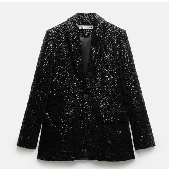 ZARA VELVET SEQUIN BLAZER ZW COLLECTION - Picture 11 of 16